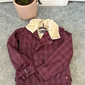 Burton Burgundy Ski Jacket with Faux Fur Collar